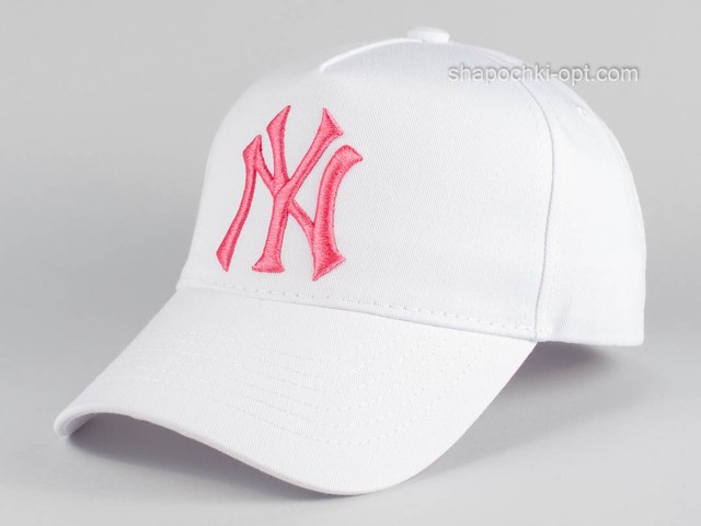 Бейсболка тракер вишивка NY білий / рожевий 4050-10