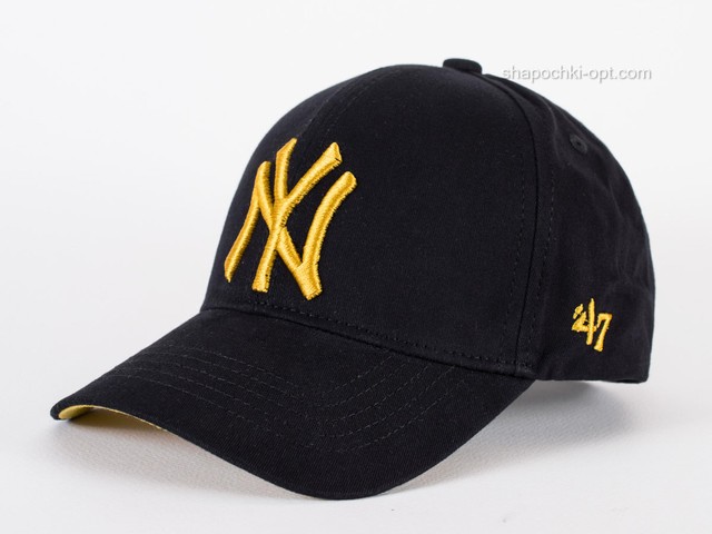 Бейсболка с вышивкой NY черный/желтый арт. 101Y30040
