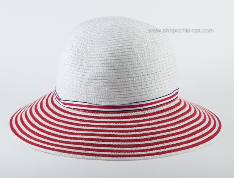 Літній капелюшок з полем в червону смужку D 171-02.13