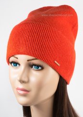 Модная шапка с отворотом Мак оранжевая