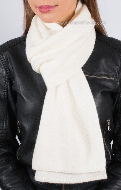 Гарний жіночий білий шарф з люрексом S-1
