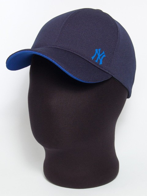 Бейсболка "NY" темно-синя з яскраво-синім подкозирьком (лакоста шестиклинка)