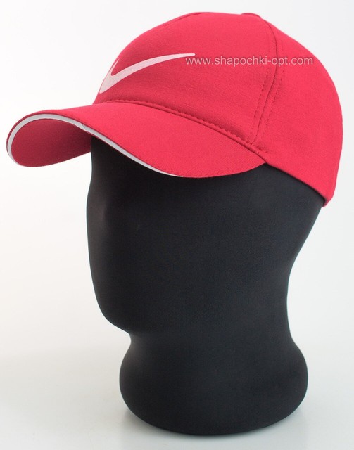 Бейсболка Nike красного цвета с белым логотипом и кантом, Сахара пятиклинка
