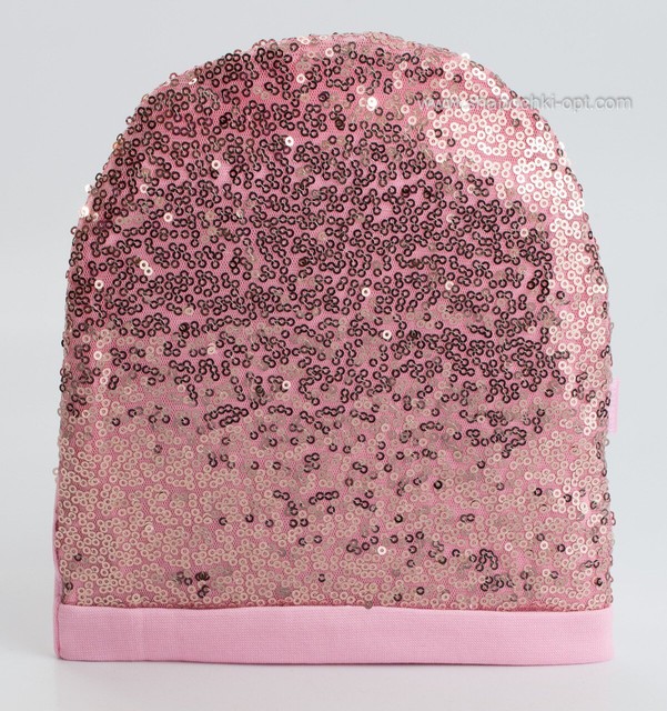 Шапочка Пенелопа розового цвета с пайетками в тон