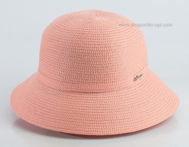 Персиковий капелюшок з вузькою стрічкою в тон D 041-52