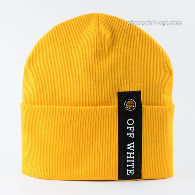 Трикотажная демисезонная шапка Кайл желтого цвета (рубчик)