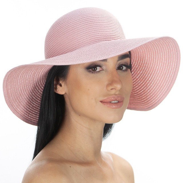 Летняя женская шляпа с средним полем цвета пудра D 039-23