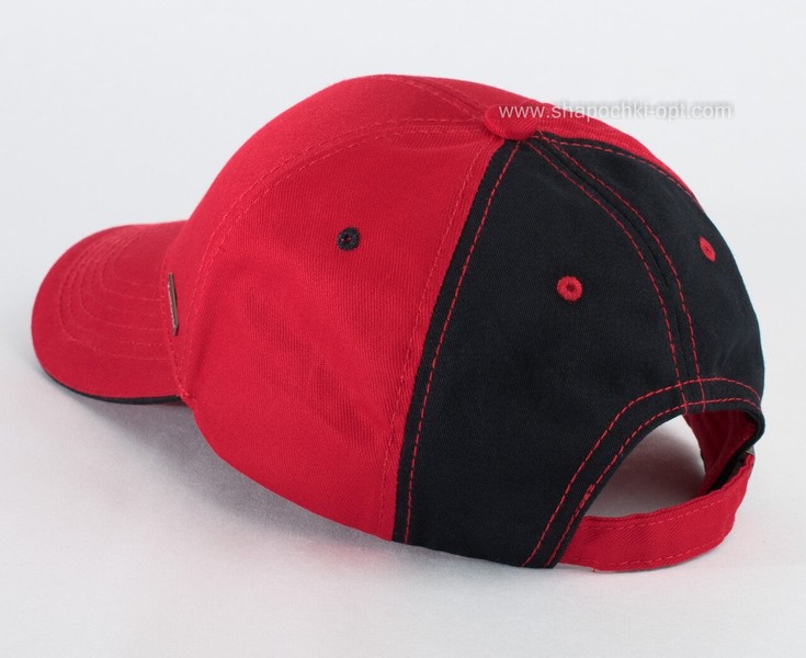Двухцветная бейсболка Пирсинг комби красно-черная 03116