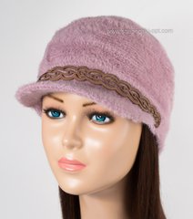 Женская теплая кепка Камри розово-бежевая