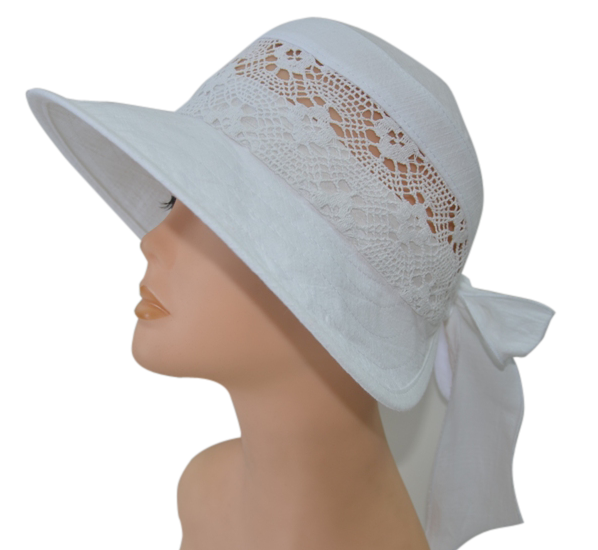 Летняя женская шляпа с кружевом Лиза белый 23021-301