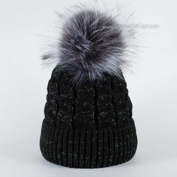 Теплая зимняя шапка Милен черная