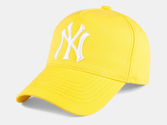 Бейсболка тракер вышивка NY желтый/белый 4050-10