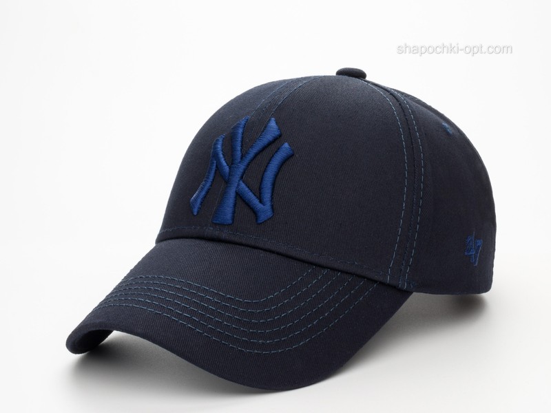 Синя бейсболка з великою вишивкою NY
