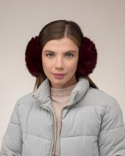 Навушники з натурального хутра бордо