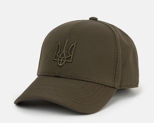 Бейсболка Paskat softshell на флісі з вухами та вишивкою Тризуб хакі