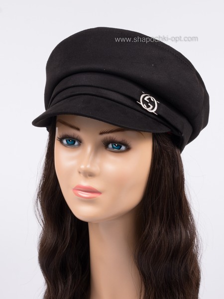 Жіноча кепка зі штучної замші чорна
