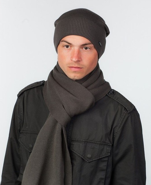 Комплект удлиненная шапка и шарф и для мужчин Classic UniX графит