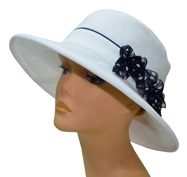 Летние женские шляпы "Мечта"" белый+синие цветы. 3001-286