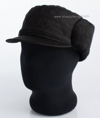 Теплая мужская кепка жириновка из черной стеганной плащевки