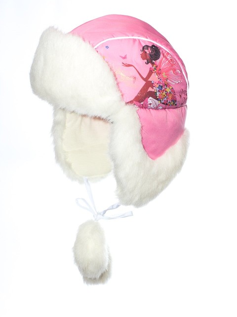 Красива дитяча шапка вушанка для дівчинки рожевого кольору