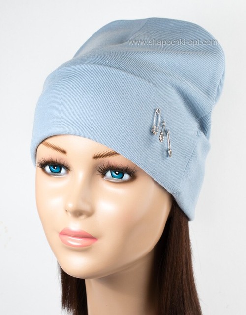 Трикотажна жіноча шапочка Pin блакитна