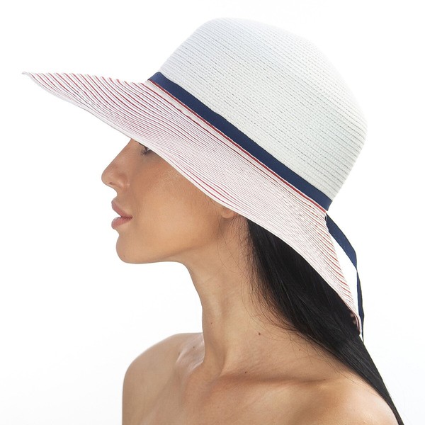 Пляжна шляпа в морському стилі біло-червона D 178-02.13