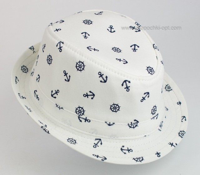 Белая шляпа с синим принтом "Морячок" 0704441