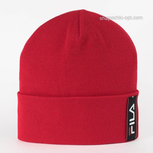 Детская шапка с отворотом Fila красная 50-52