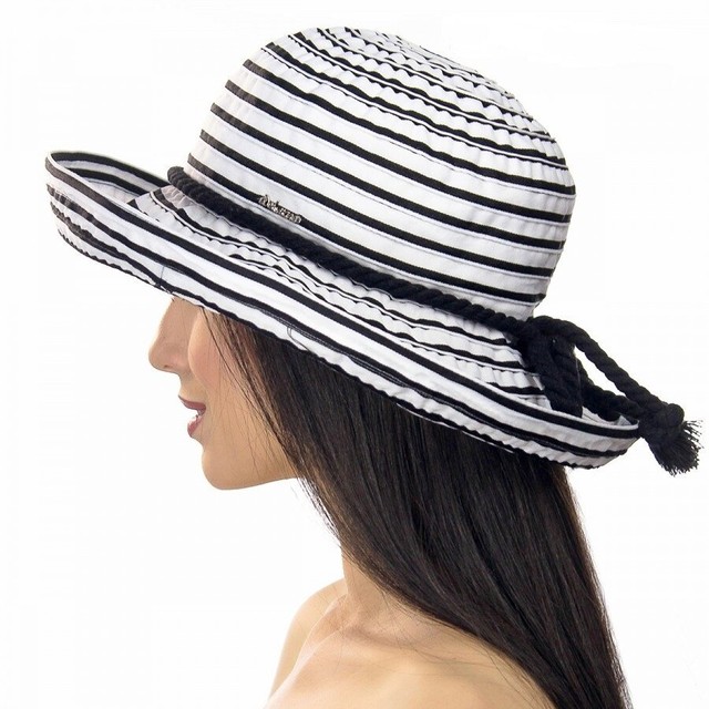 Женские летние бело-черные шляпы D 027-02.01