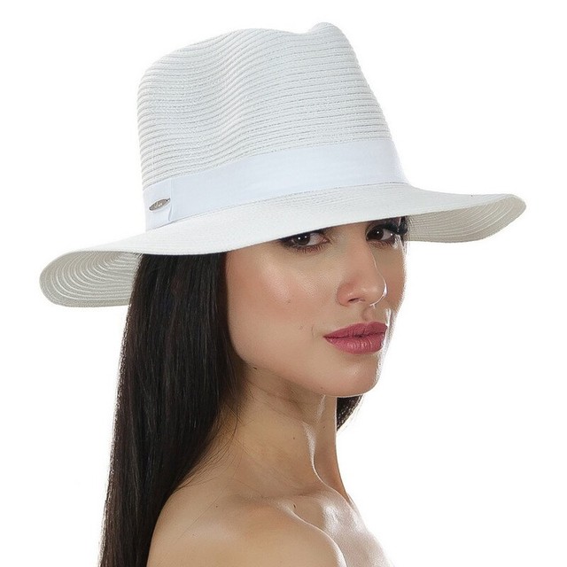 Шляпа с вогнутой тульей белого цвета D 125-02 (брак!)