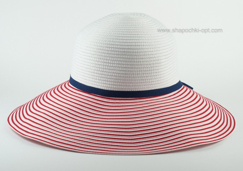 Пляжная шляпа в морском стиле бело-красная D 178-02.13