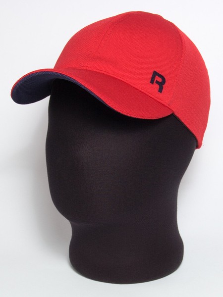 Красная с темно-синим подкозырьком бейсболка "R" (лакоста шестиклинка)