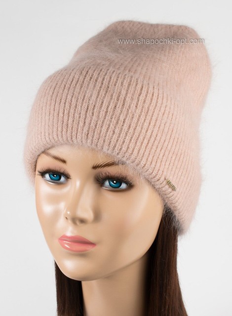 Женская шапка вязаная Миранда розовый айвори