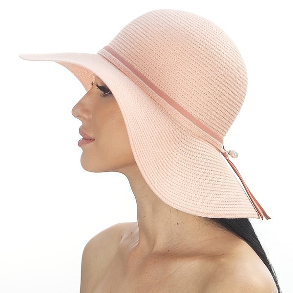 Летняя шляпа с средним полем персикового цвета D 179-52