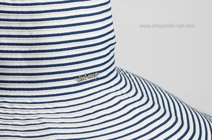 Шляпа с широкими полями белая в синюю полоску D 014-02.05