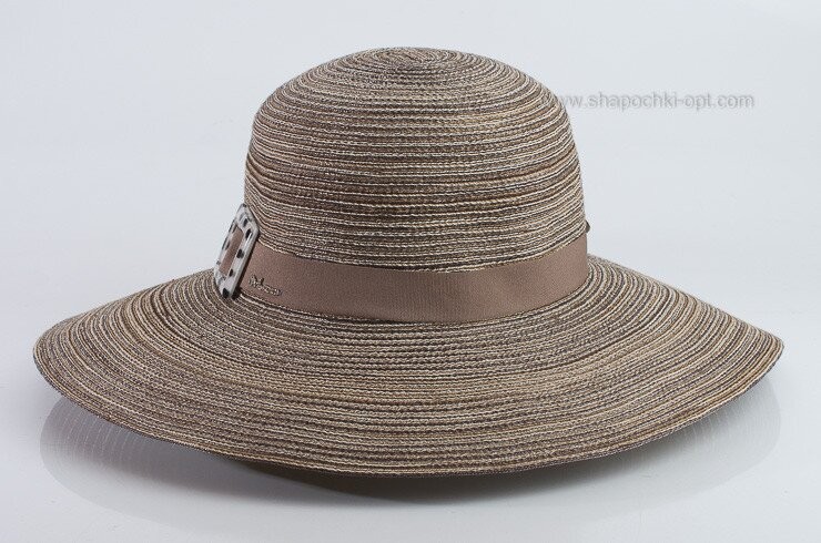 Темно-коричневая летняя шляпа с пряжкой D 055-32