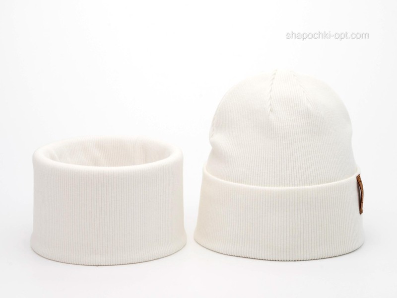 Комплект шапка і хомут Елвін білий