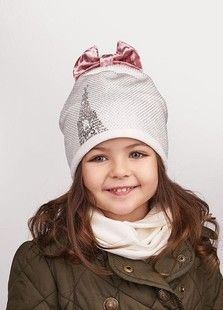 Комплект из шапочки и хомута Мелиса молочного цвета