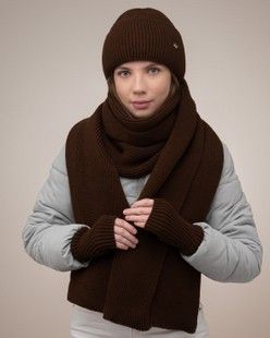 Комплект Frostine (шапка, шарф, мітенки) шоколад