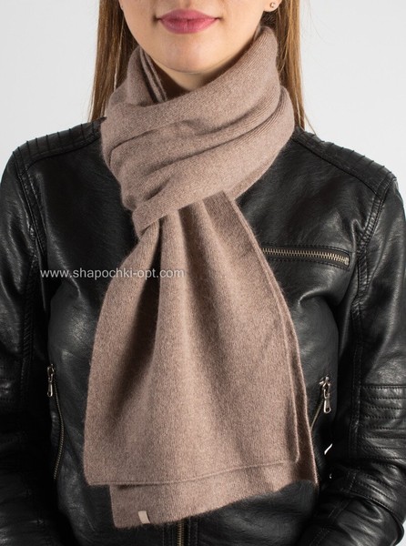 Красивый женский вязаный шарф S-1 сепия