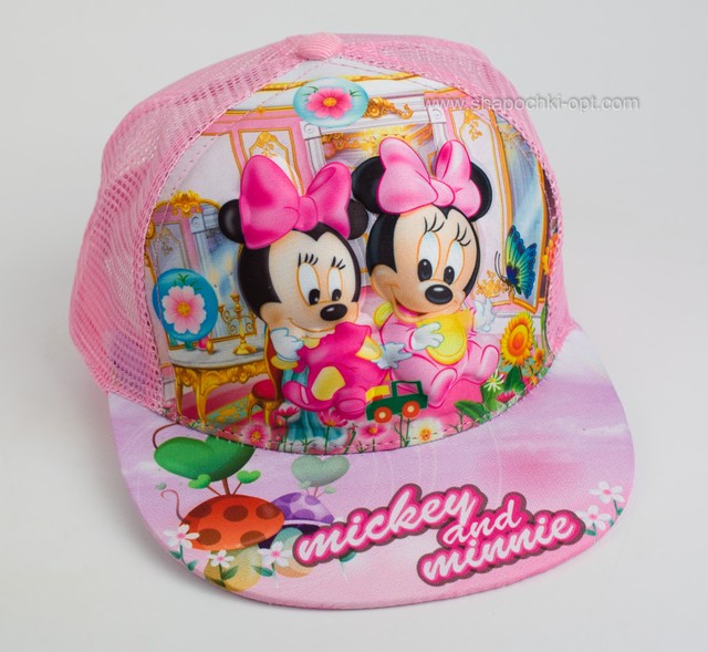 Стильная детская кепка snapback "Минни-Маус 3D" розовая сетка