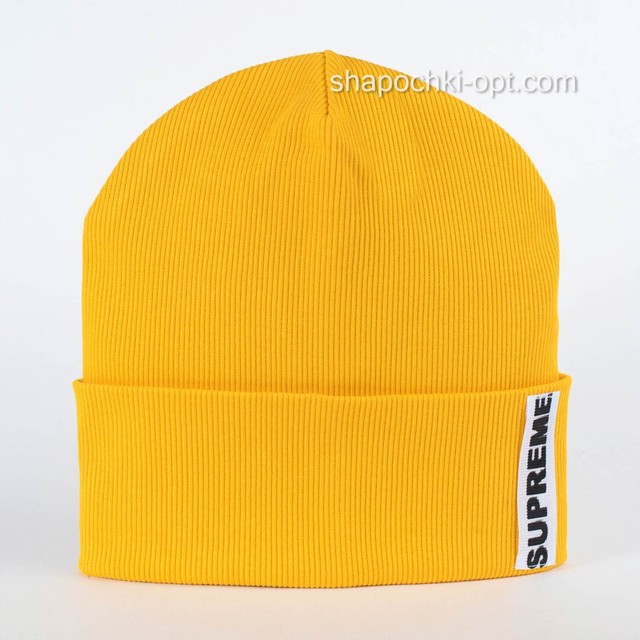 Жовта трикотажна шапка Supreme52-54