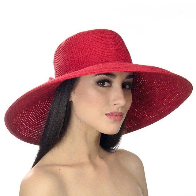 Женские шляпы с полями красного цвета D 100-13