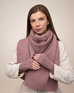 Комплект Luxe (шарф, мітенки) світло-ліловий