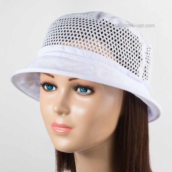 Жіноча маленька шляпка з мереживом біла 15031