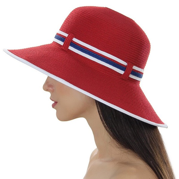 Шляпа в морском стиле красного цвета D 131-13
