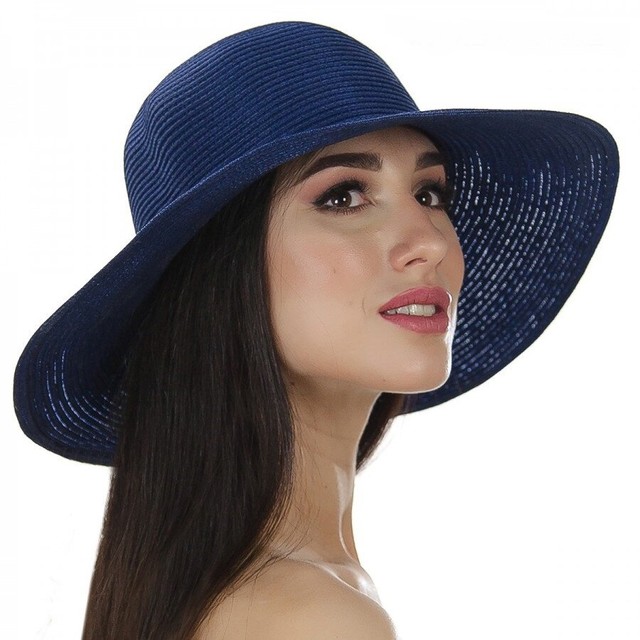 Темно-синя жіноча шляпа з середніми полями D 039-05