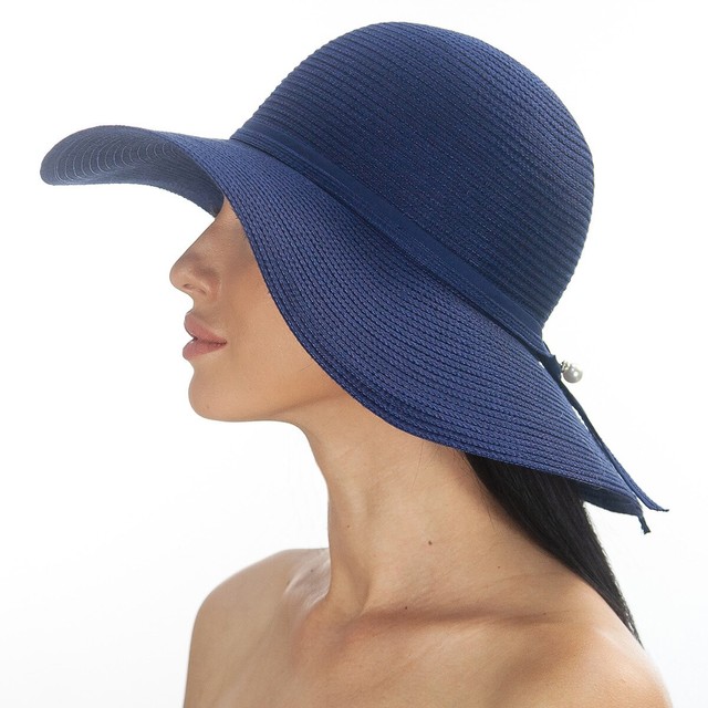 Темно-синяя шляпа с средними полями D 179-05