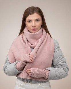 Комплект Luxe (шарф, митенки) нюдовая пудра