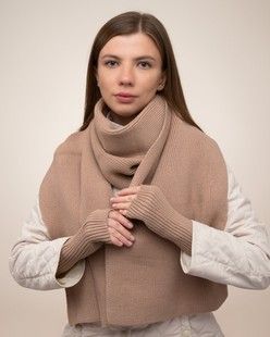 Комплект Luxe (шарф, мітенки) капучино